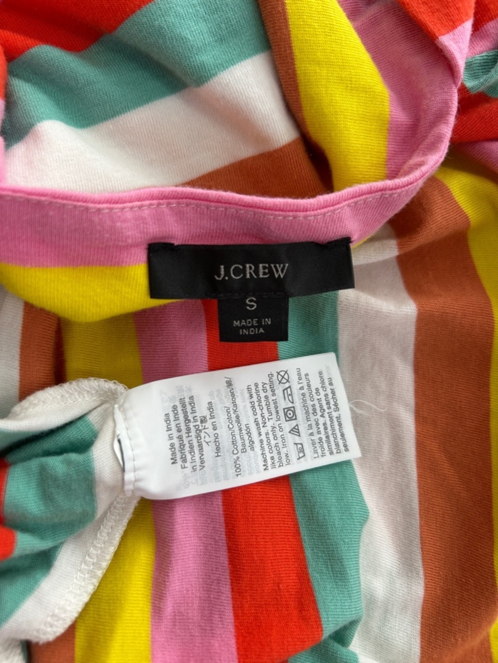 J Crew Tiered Maxi Dress in Rainbow Stripe Square Neck Knit Jersey Size Small S - Picture 16 of 16